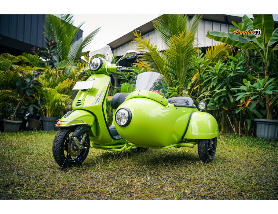 Vespa Primavera with Custom Sidecar Green Edition